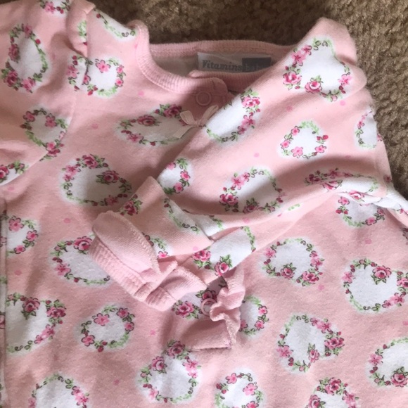 Preemie Pink Swiss Roses Ruffle Baby Sleeper Dress - Picture 8 of 8